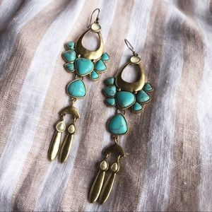 Lucky Brand Turquoise Gold Statement Earrings